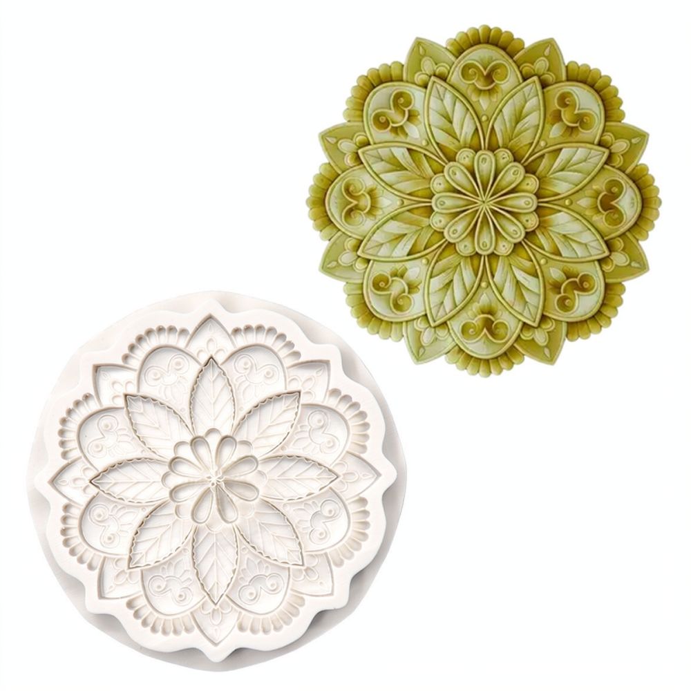 Silicone Epoxy Resin Molds Set - Круглая силиконовая форма с цветочным узором