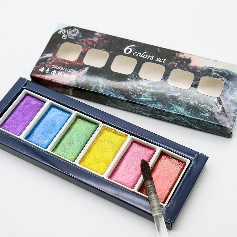 6-цветный водорастворимый мета – обзор и цена Watercolor Paint Set Solid Pigment